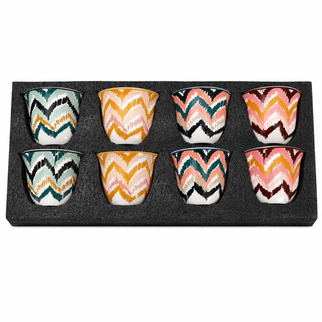 Boho Wave Zeramikazko Teacup 8Pcs Opari multzoa Tea Espressorako