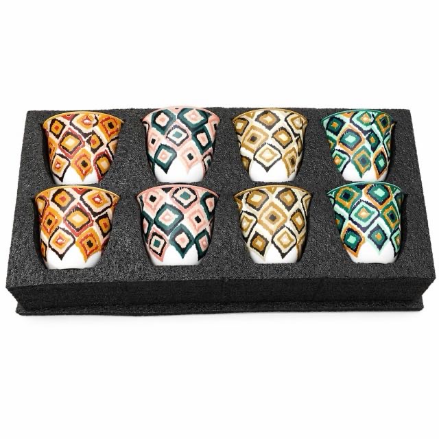 Boho Geometric Zeramikazko Kopa 8Pcs Kafe Tea Opari multzoa