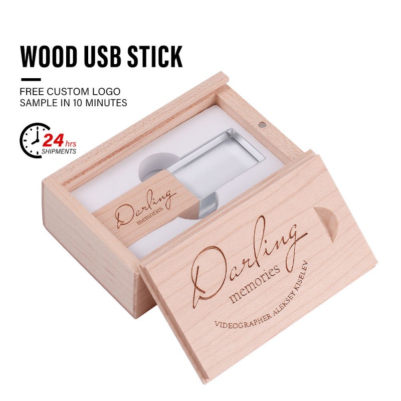Crystal Wood USB Flash Drive pertsonalizatua