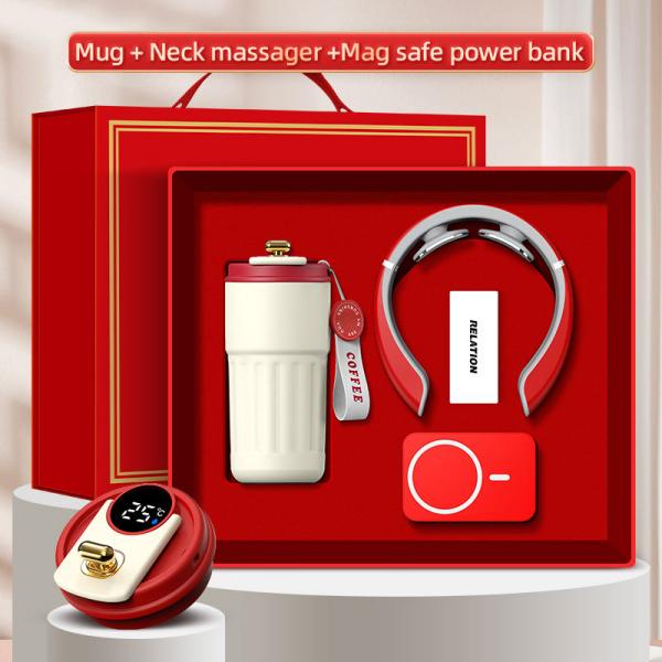 Logotipo pertsonalizatua 3-en-1 Opari Kutxa Mug Massager Power Bank