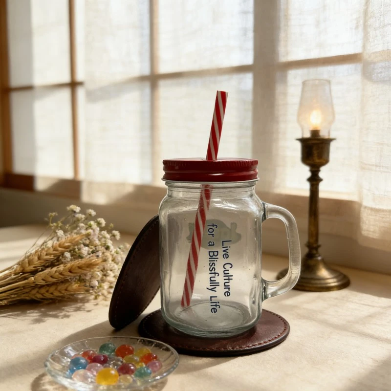 Custom Printed Glass Mason Jar With Handle