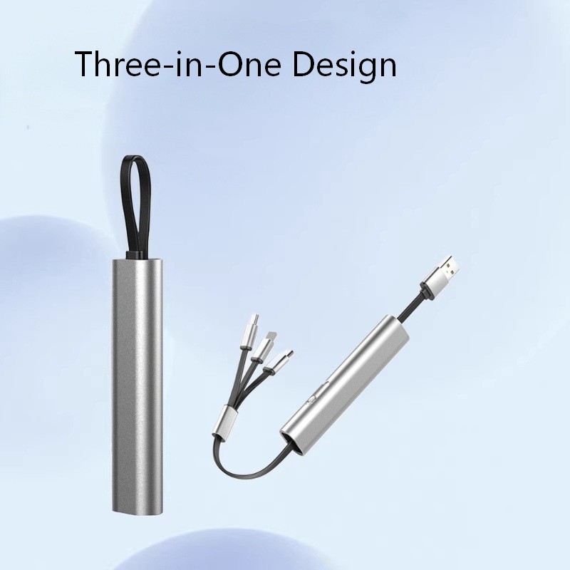 Erretiragarria 3 in 1 USB anitzeko kargatzeko kablea
